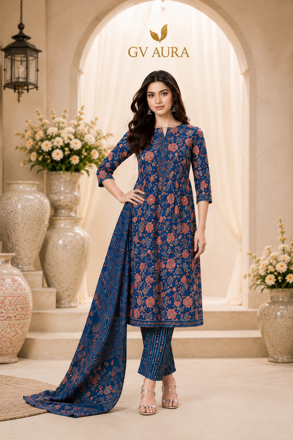 Cotton Printed Dress Material – Semi-Stitched