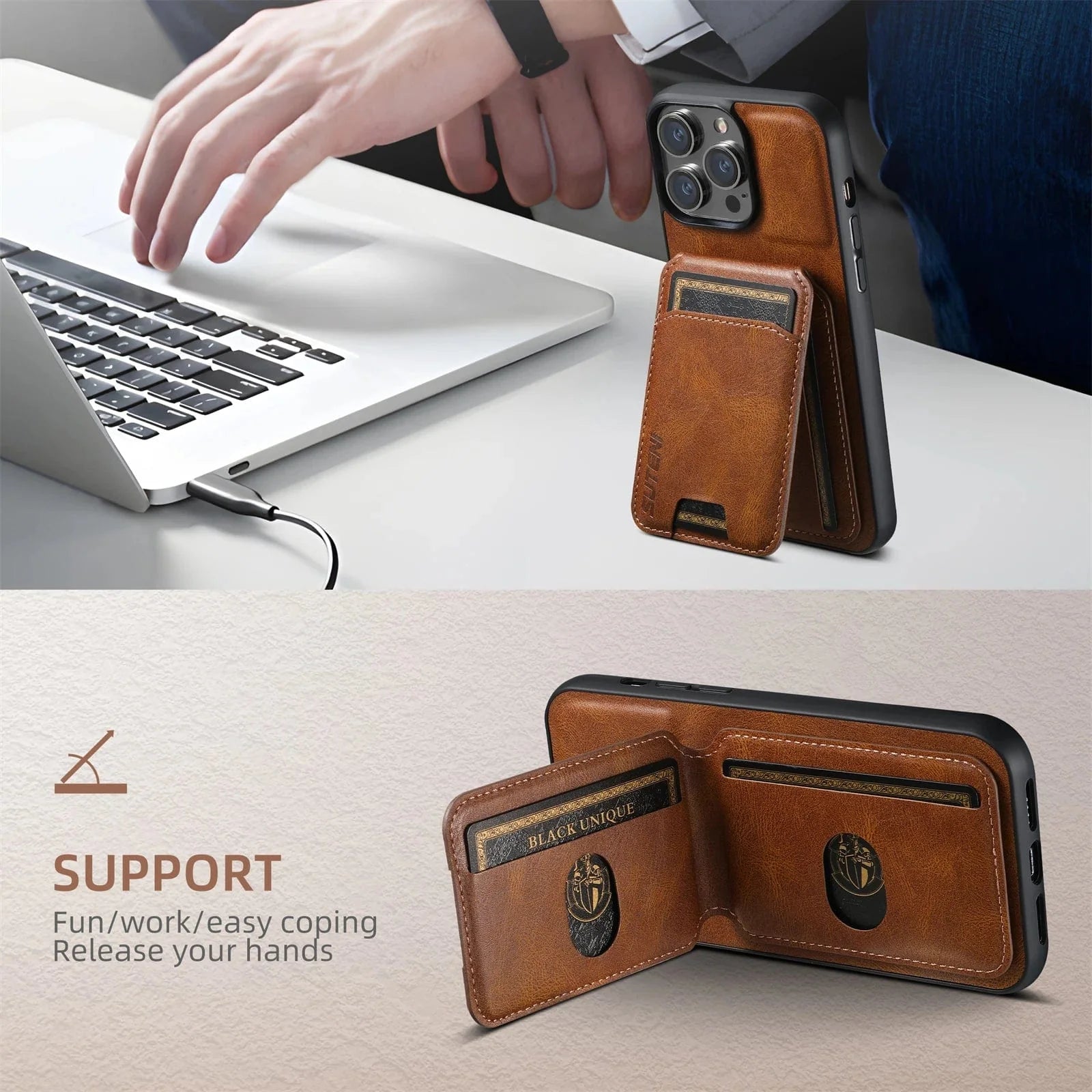 iPhone Leather Detachable Wallet Case