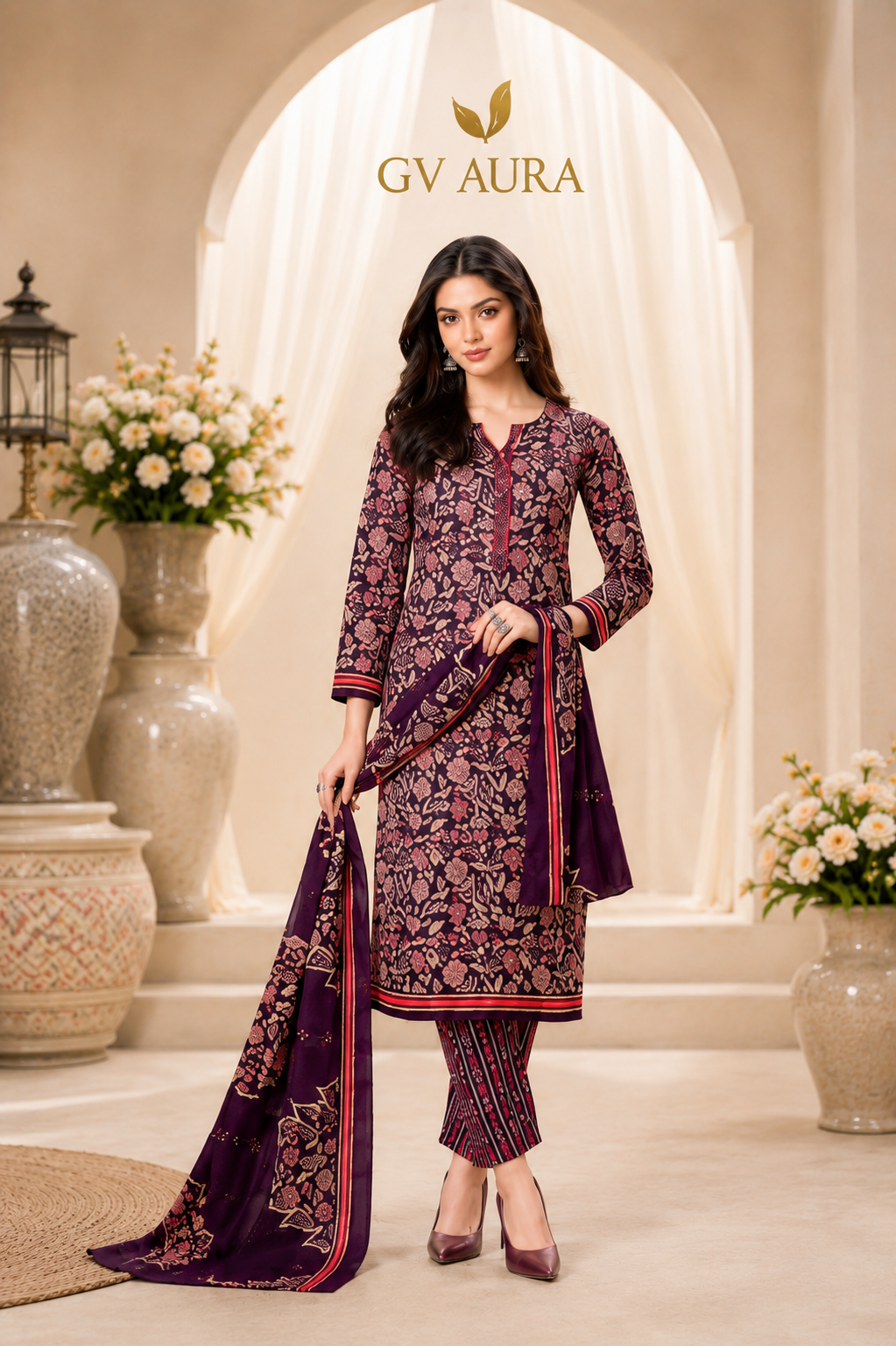 Cotton Printed Dress Material – Semi-Stitched