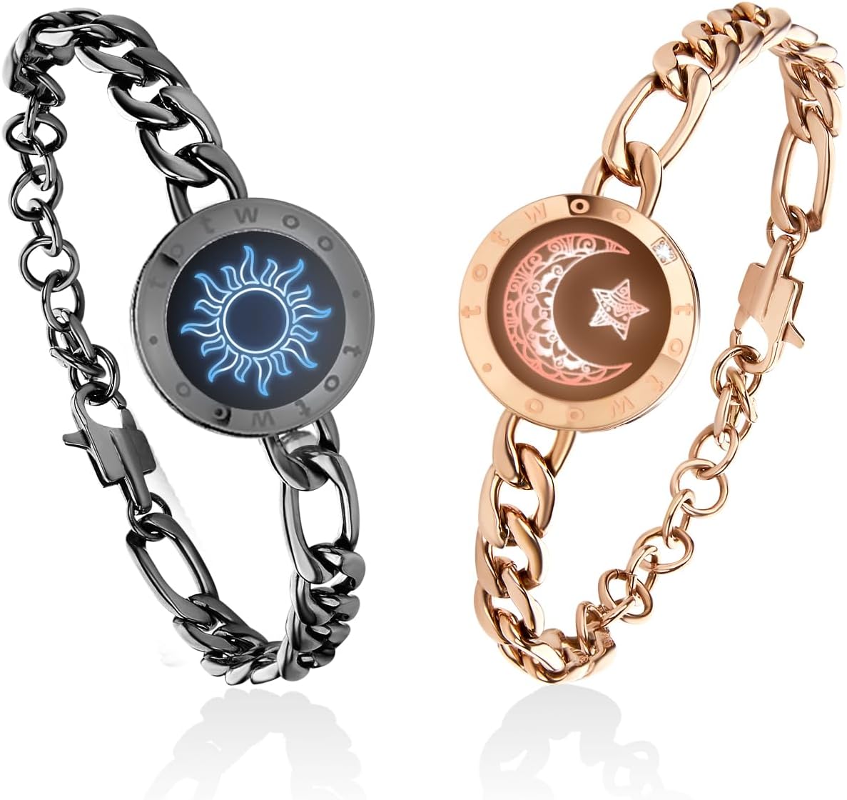 TOTWOO Long Distance Touch Bracelets – Sun & Moon Couples Set