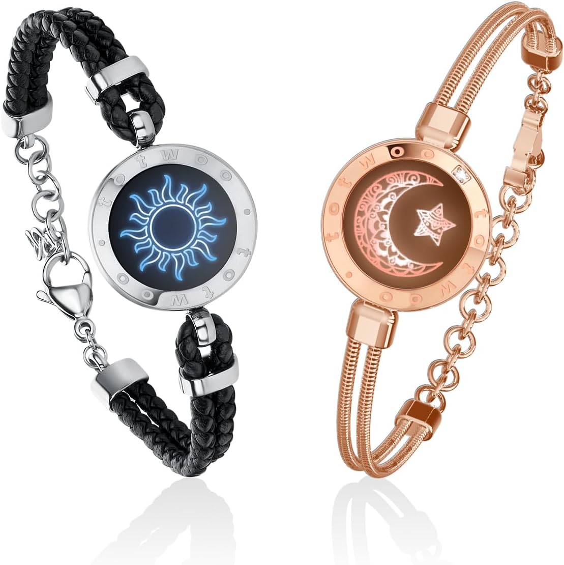 TOTWOO Long Distance Touch Bracelets – Sun & Moon Couples Set