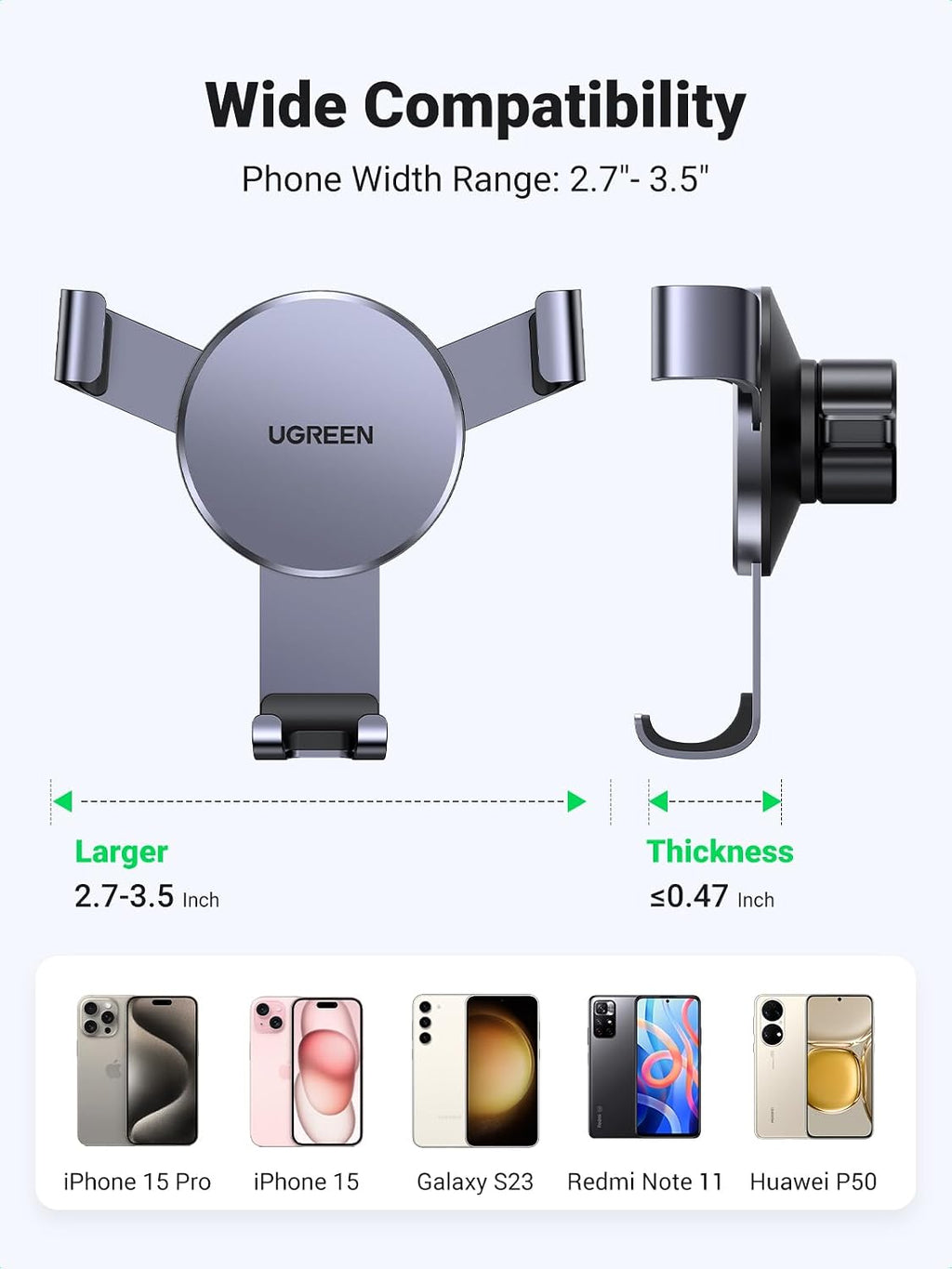 UGREEN Gravity Car Phone Holder – Grey