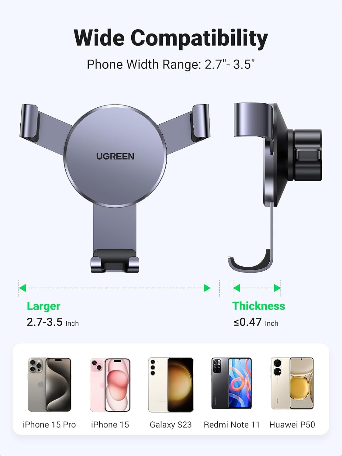 UGREEN Gravity Car Phone Holder – Grey