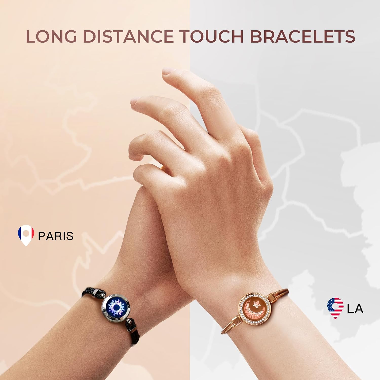 TOTWOO Long Distance Touch Bracelets – Sun & Moon Couples Set