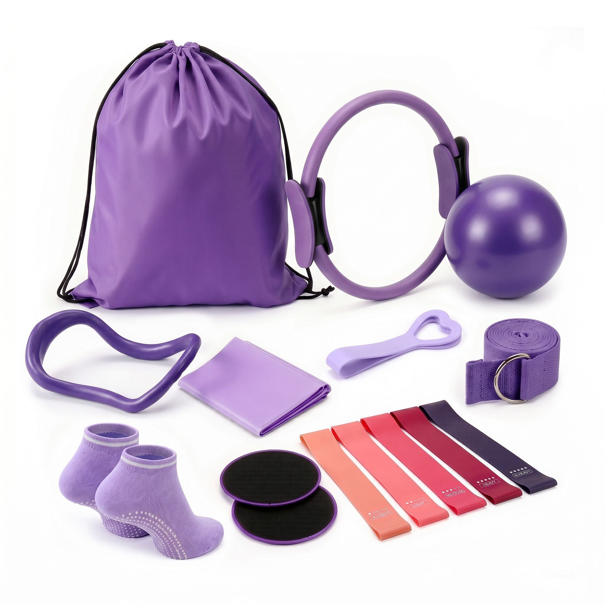 Pilates Ring Starter Kit 15pcs – Purple