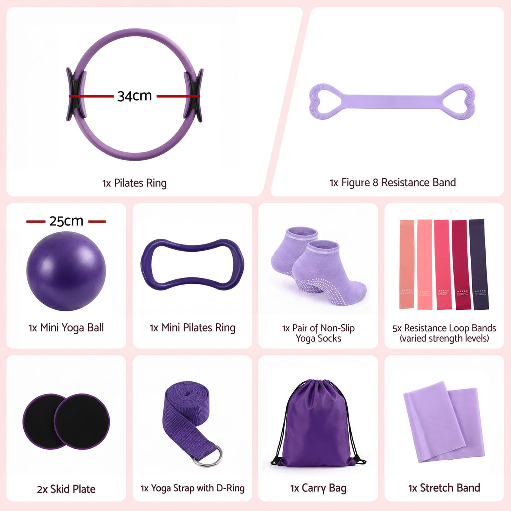 Pilates Ring Starter Kit 15pcs – Purple