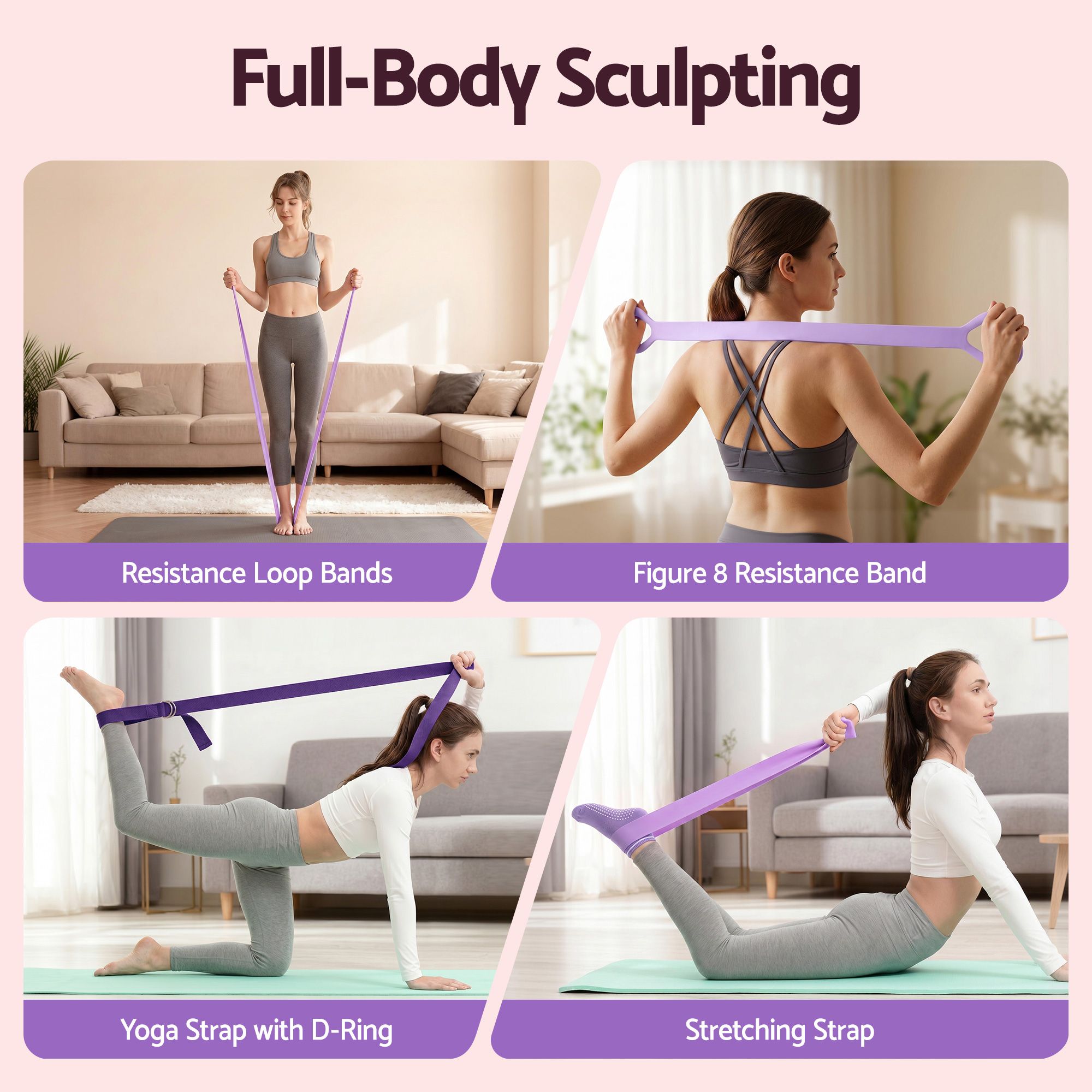 Pilates Ring Starter Kit 15pcs – Purple