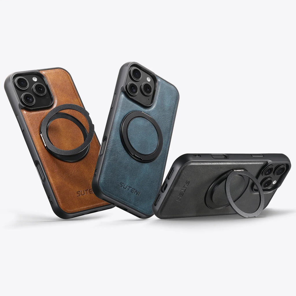 iPhone Ring Holder Leather Phone Case