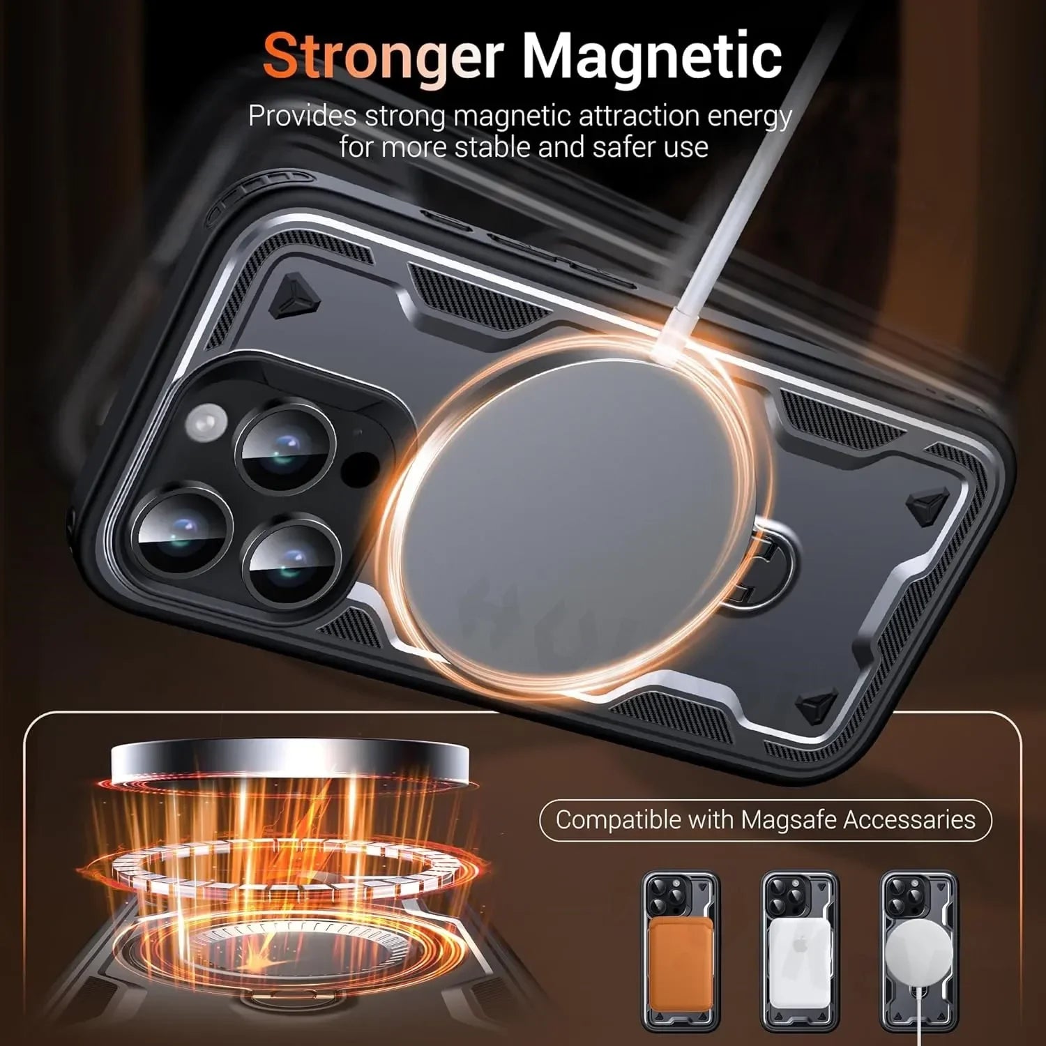 iPhone MagSafe Shockproof Ring Holder Case