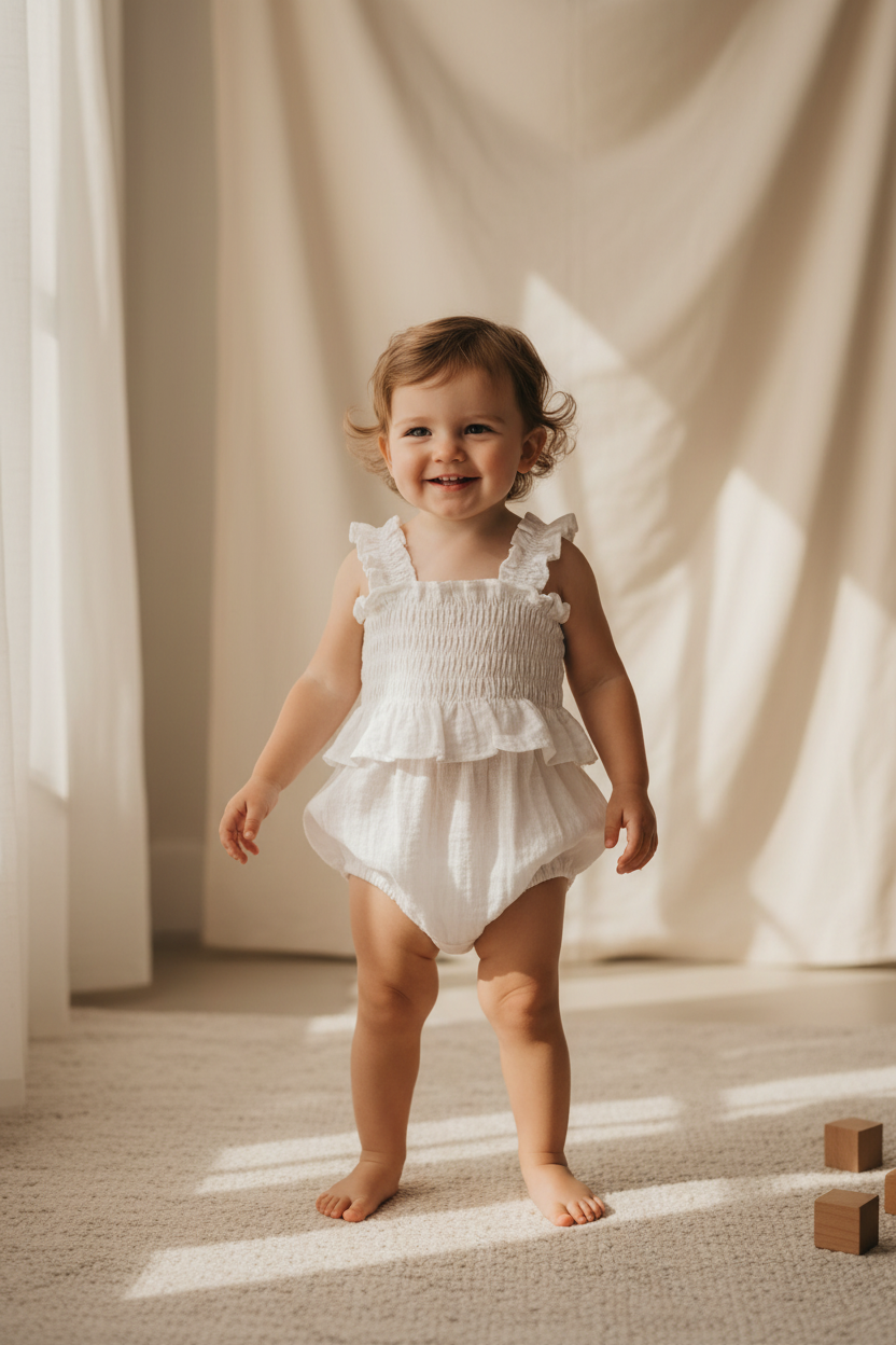 Mamīta Linen Romper - Blanco