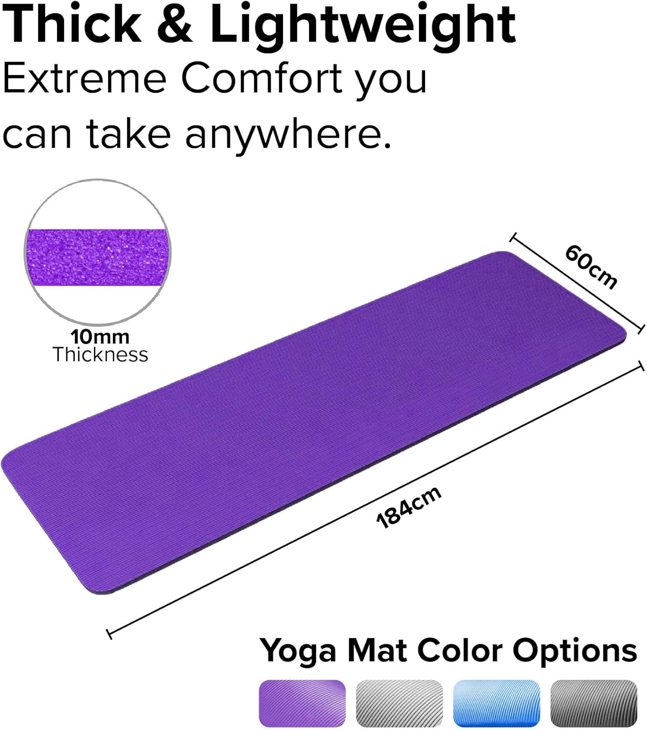 Non-Slip Thick Foam Yoga Mat with Carry Strap