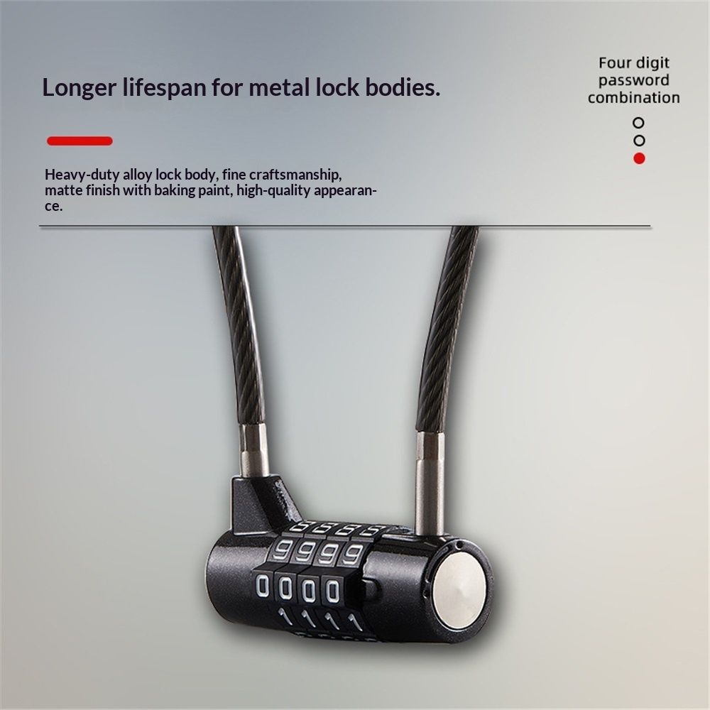 4-Digit Cable Combination Lock – Black 175mm