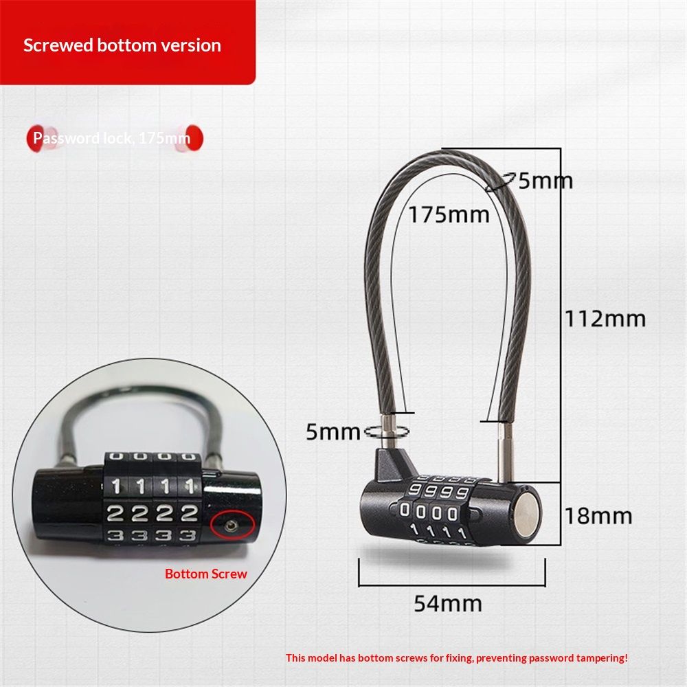 4-Digit Cable Combination Lock – Black 175mm