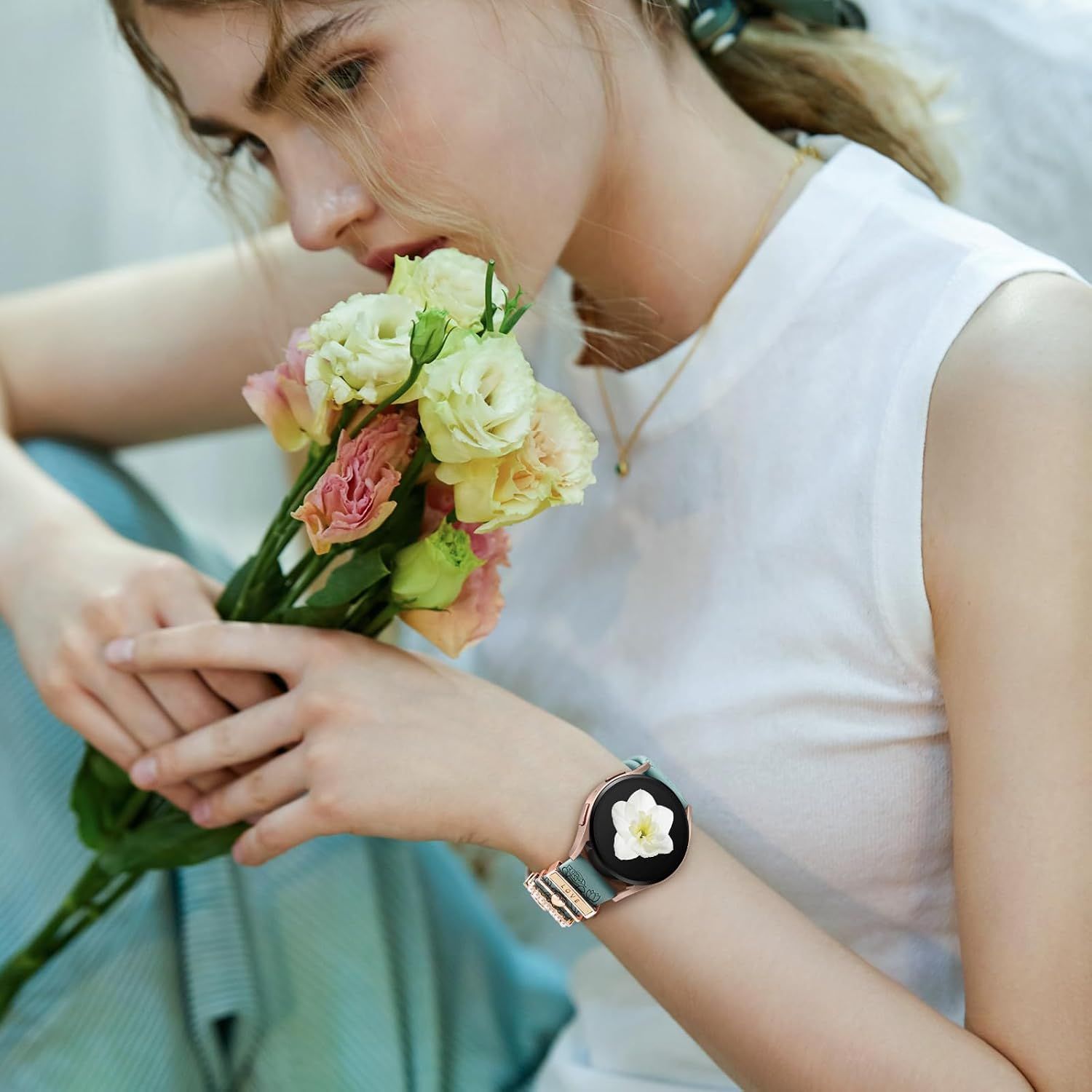 Flower Engraved Samsung Galaxy Watch 7 Band