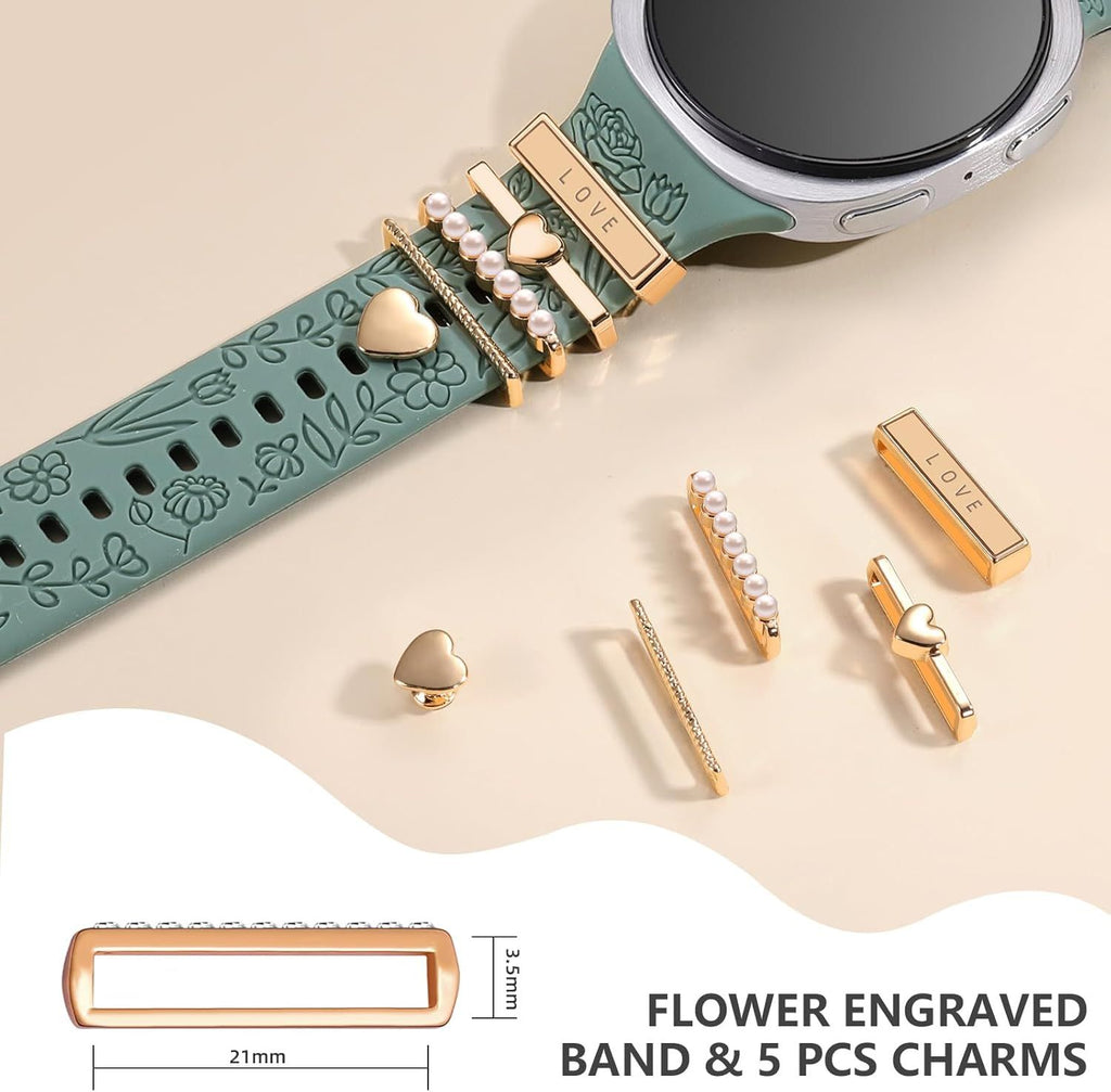 Flower Engraved Samsung Galaxy Watch 8 Band