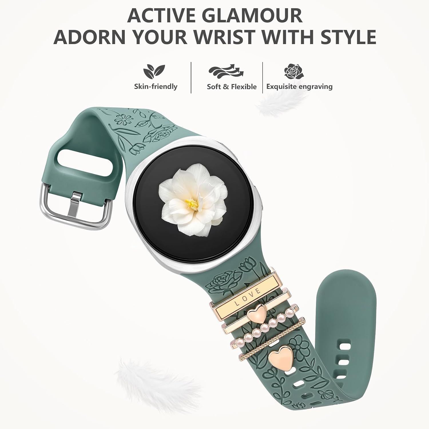 Flower Engraved Samsung Galaxy Watch 8 Band