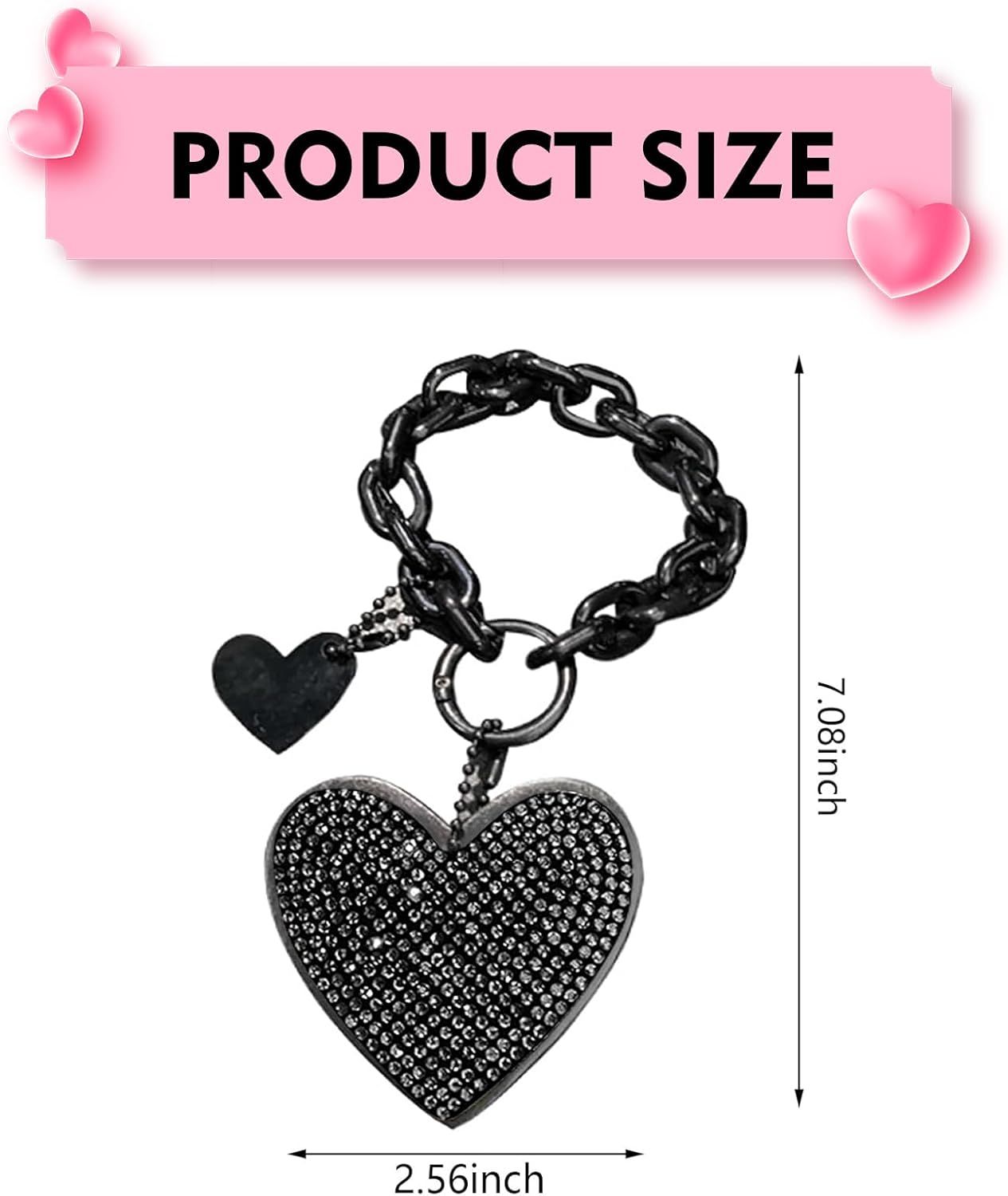 Rhinestone Bling Keychain Wristlet – Black