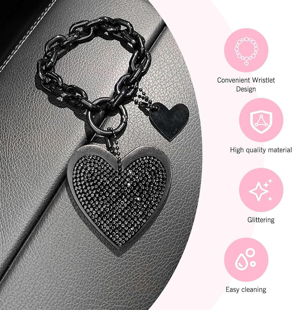 Rhinestone Bling Keychain Wristlet – Black