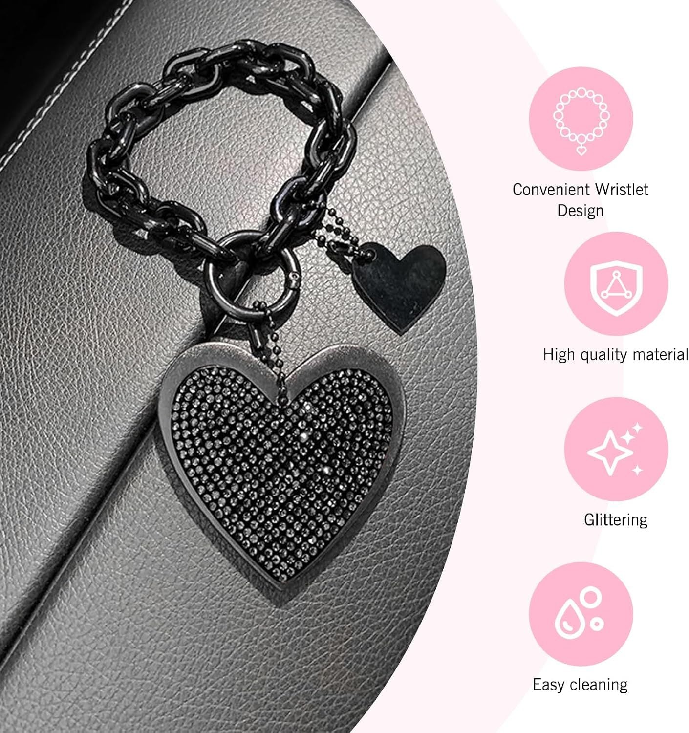 Rhinestone Bling Keychain Wristlet – Black