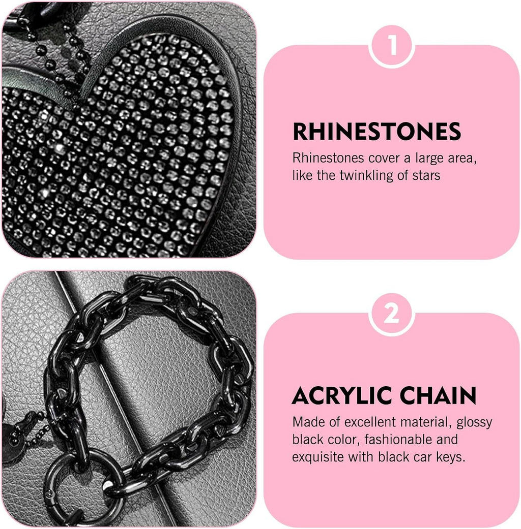 Rhinestone Bling Keychain Wristlet – Black