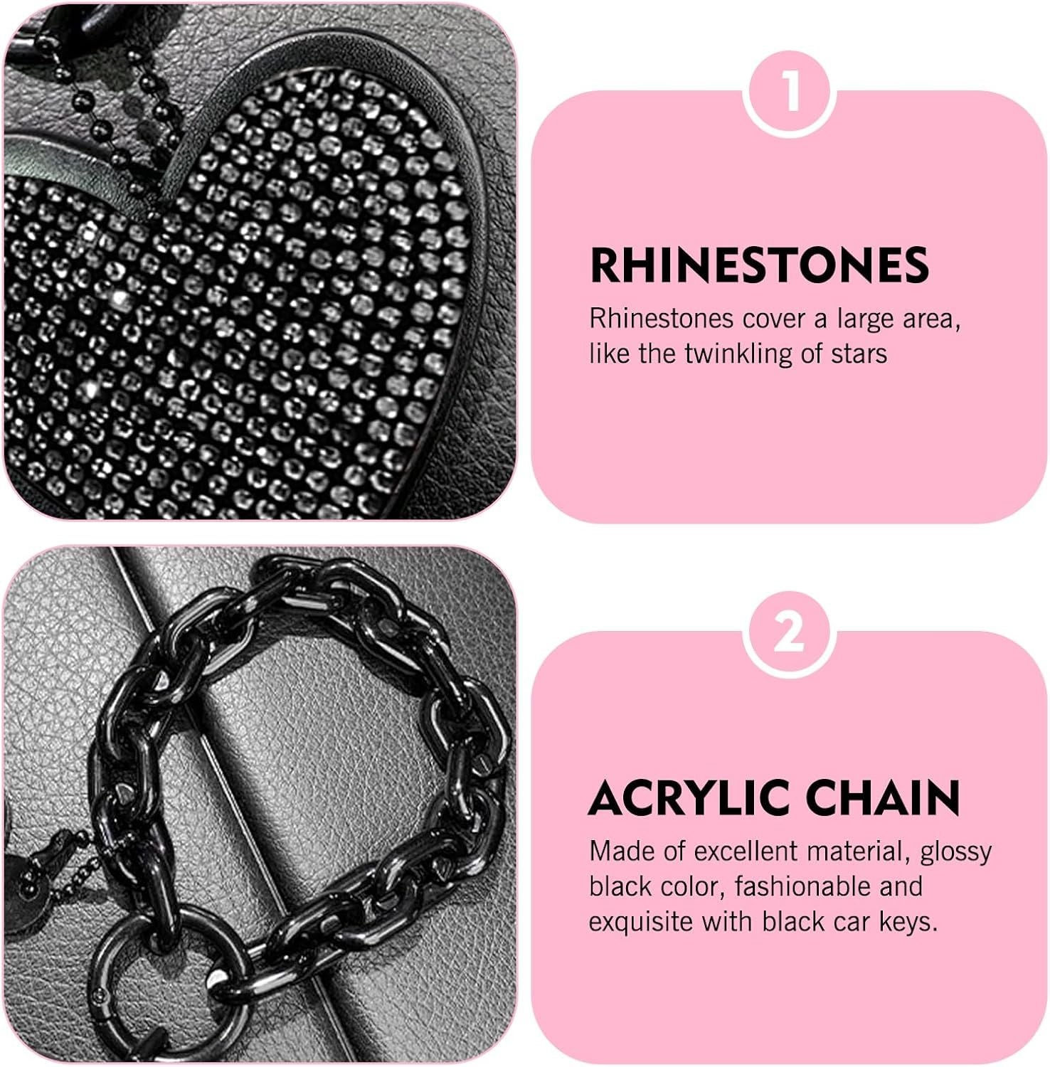 Rhinestone Bling Keychain Wristlet – Black