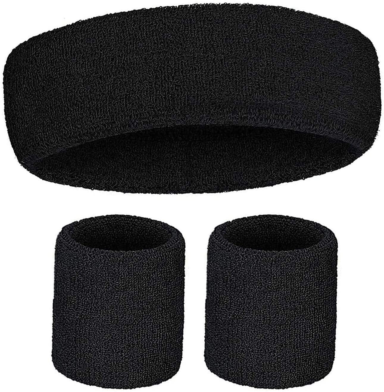 Tennis Sweat Wristband & Headband Set – Black