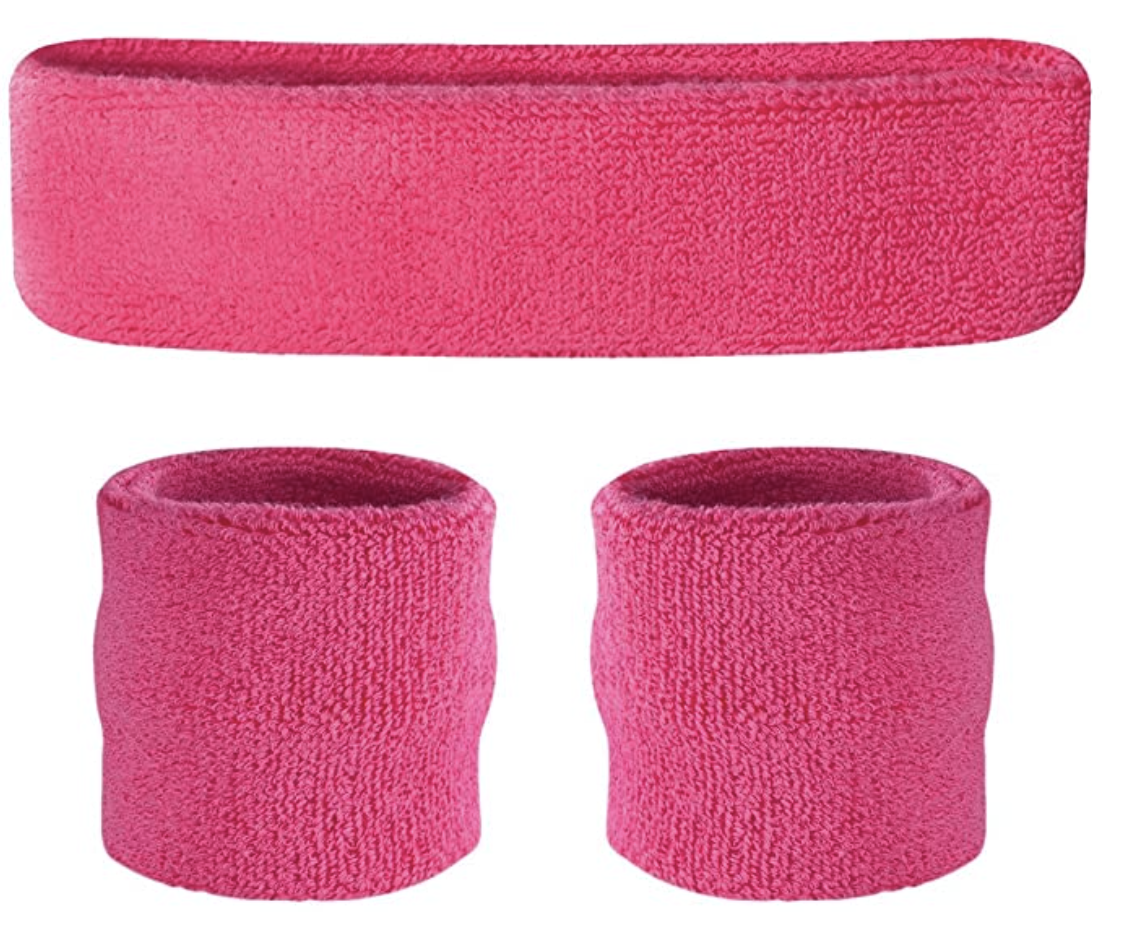 Tennis Sweat Wristband & Headband Set – Hot Pink