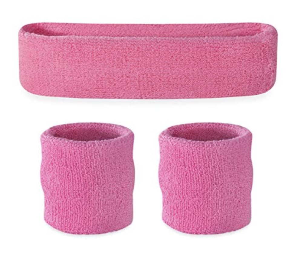 Tennis Sweat Wristband & Headband Set – Light Pink