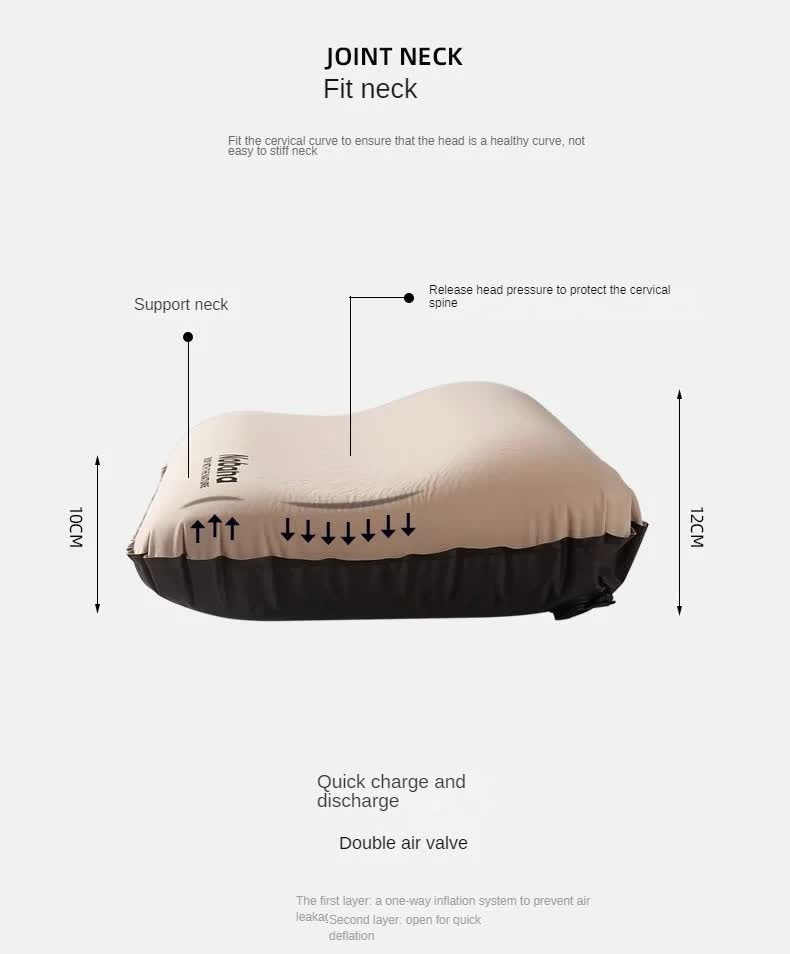 Inflatable Camping Travel Pillow – Black