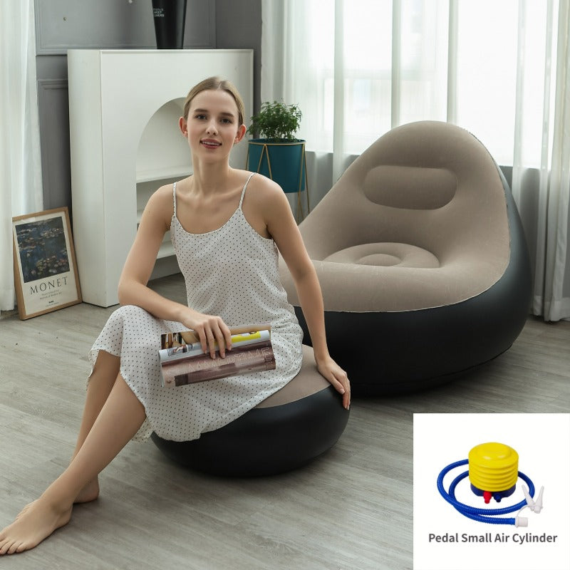 Inflatable Lounge Chair & Ottoman Set – Khaki