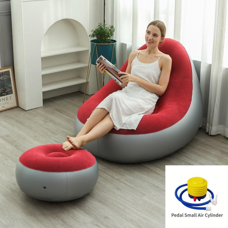 Inflatable Lounge Chair & Ottoman Set – Red