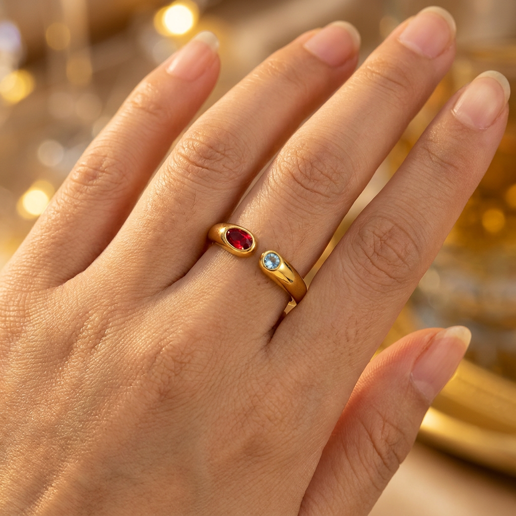 Birthstone Ring January – 18K Gold Plated