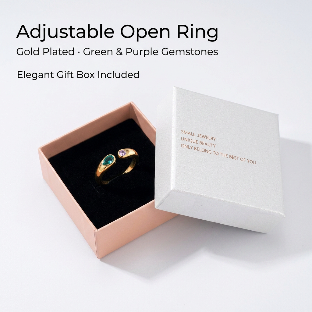 Birthstone Ring March – 18K Gold Plated