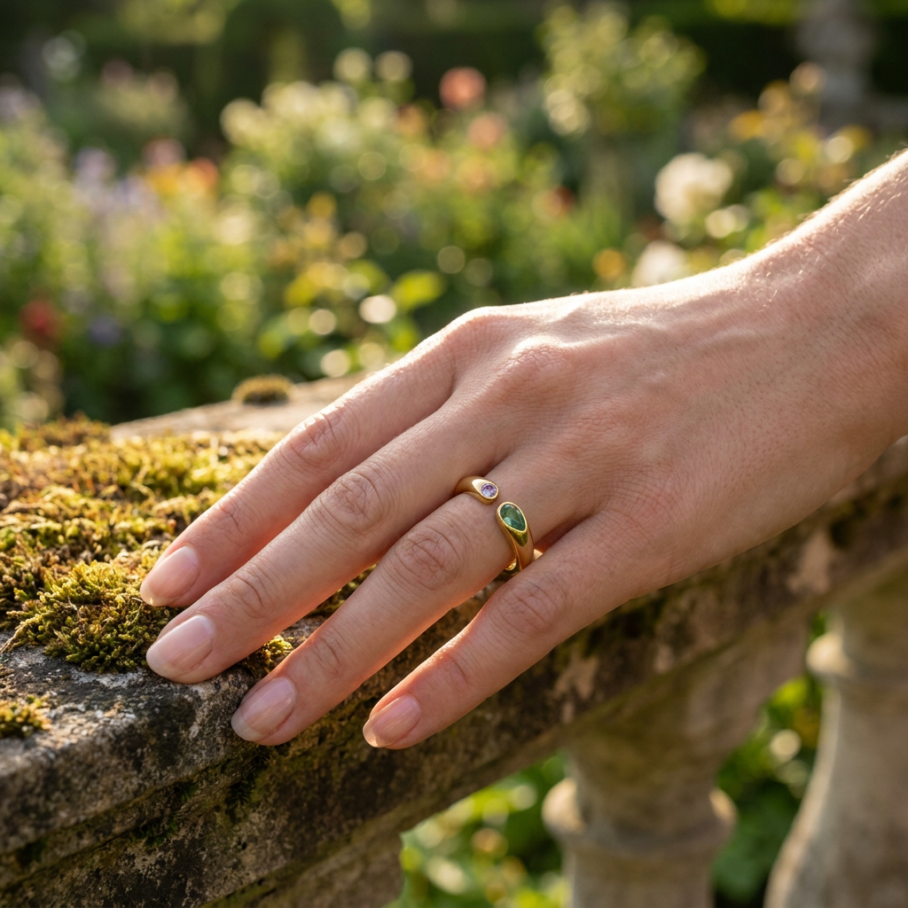 Birthstone Ring March – 18K Gold Plated