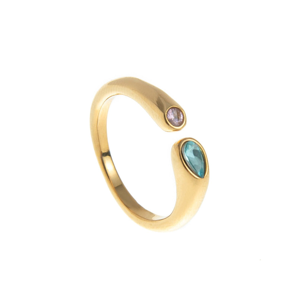 Birthstone Ring March – 18K Gold Plated