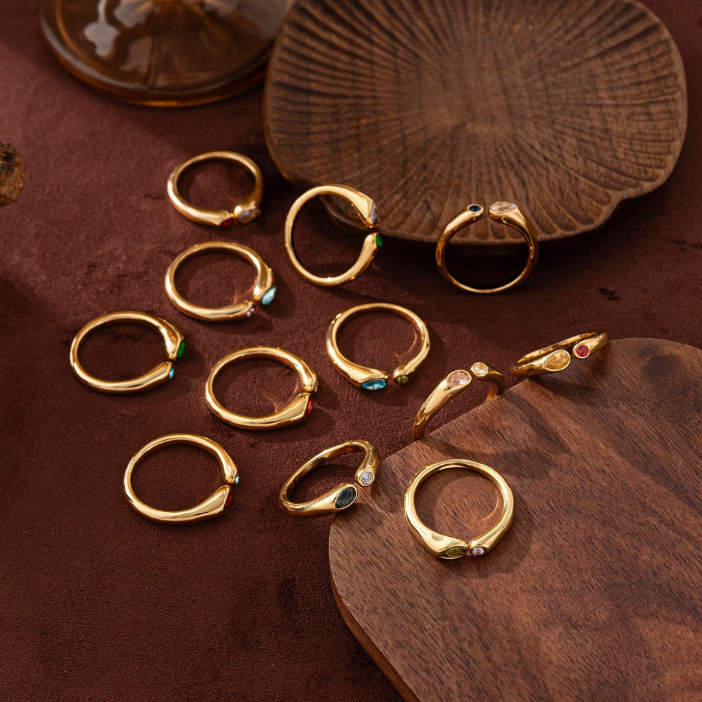 Birthstone Ring March – 18K Gold Plated