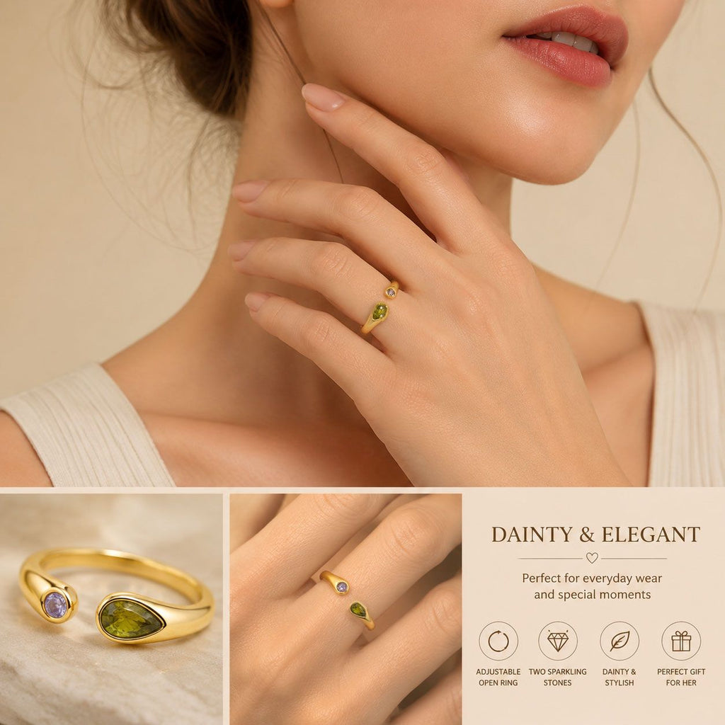 Birthstone Ring August – 18K Gold Plated