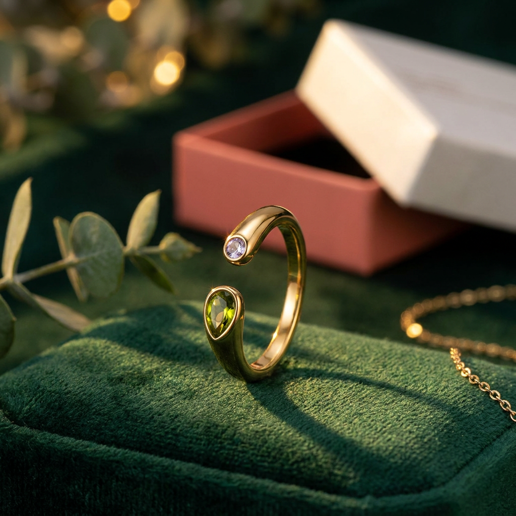 Birthstone Ring August – 18K Gold Plated