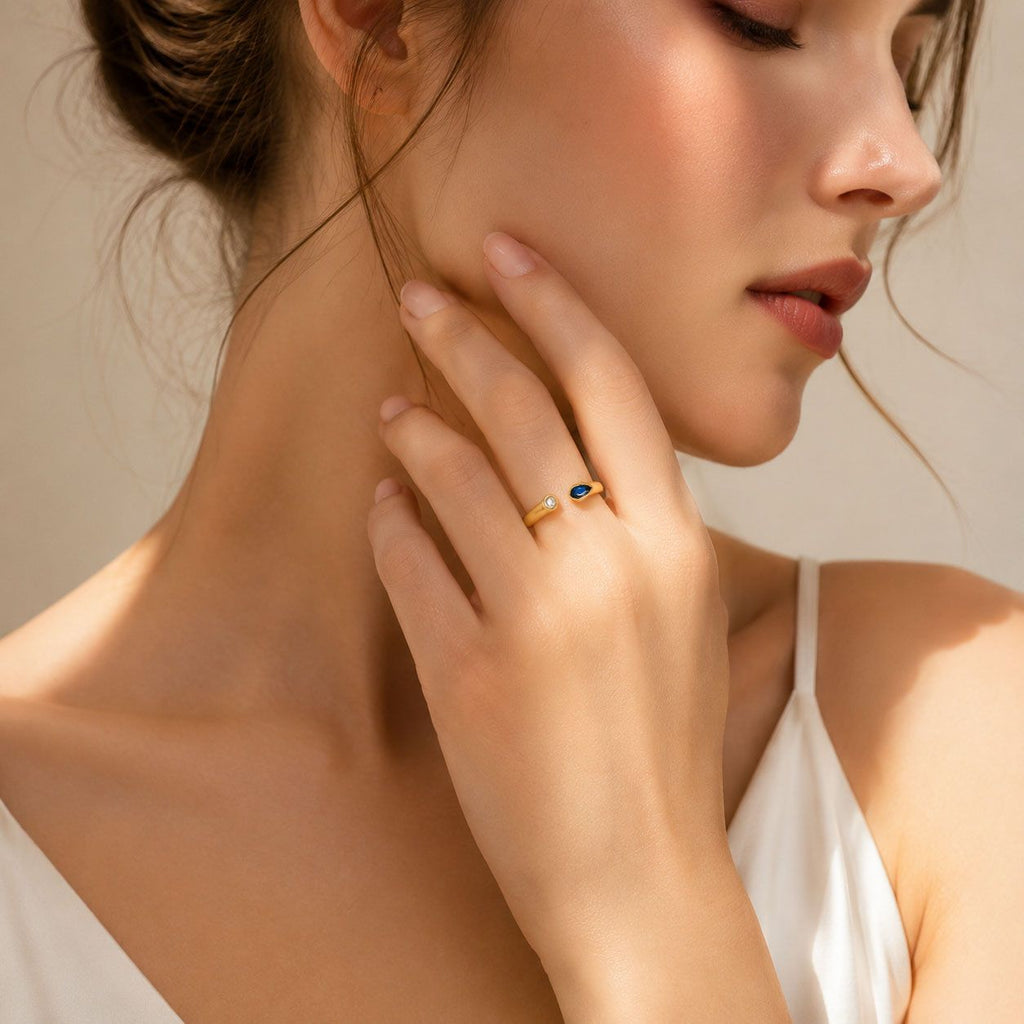 Birthstone Ring September – 18K Gold Plated