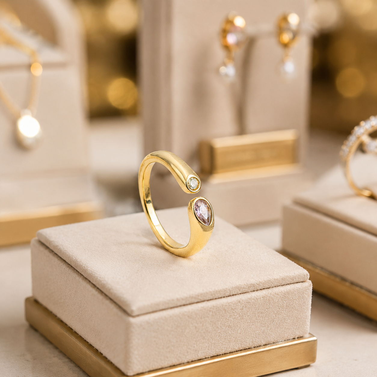 Birthstone Ring October – 18K Gold Plated