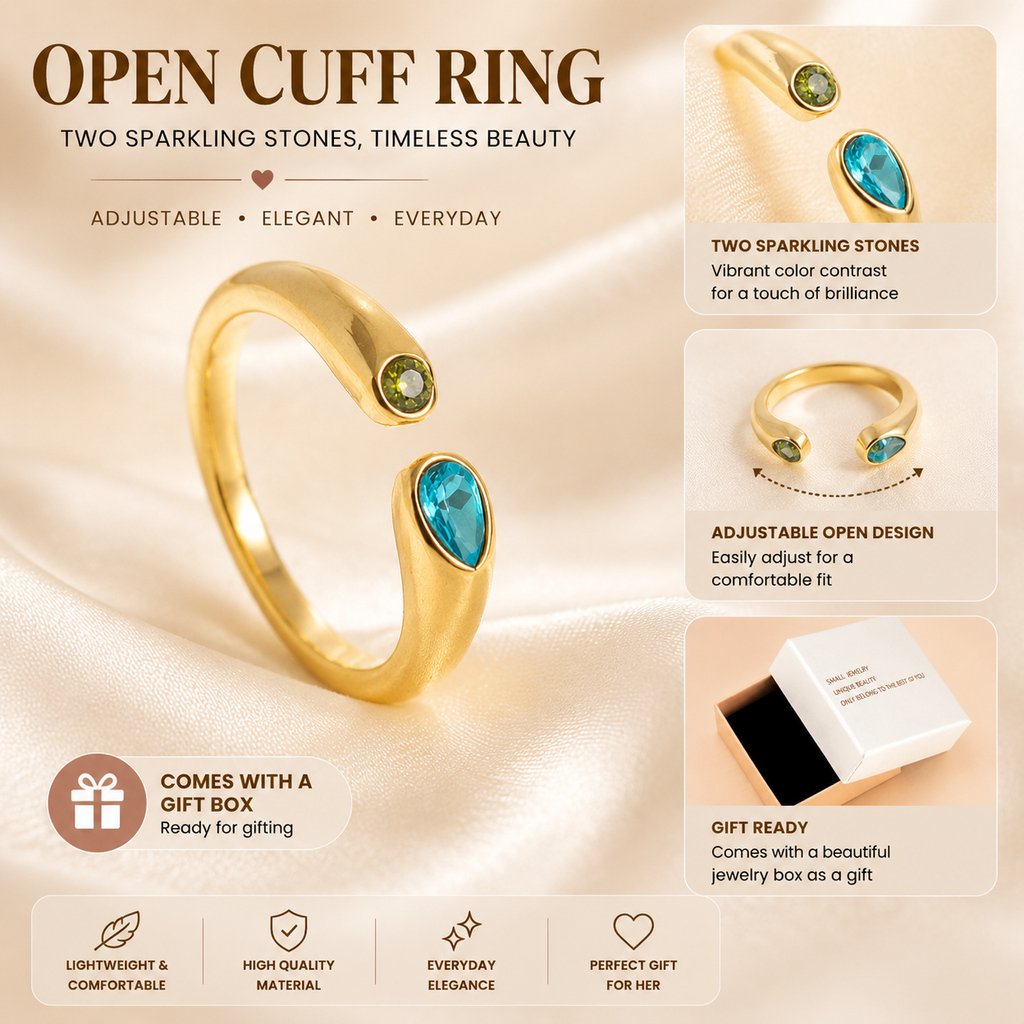 Birthstone Ring December – 18K Gold Plated