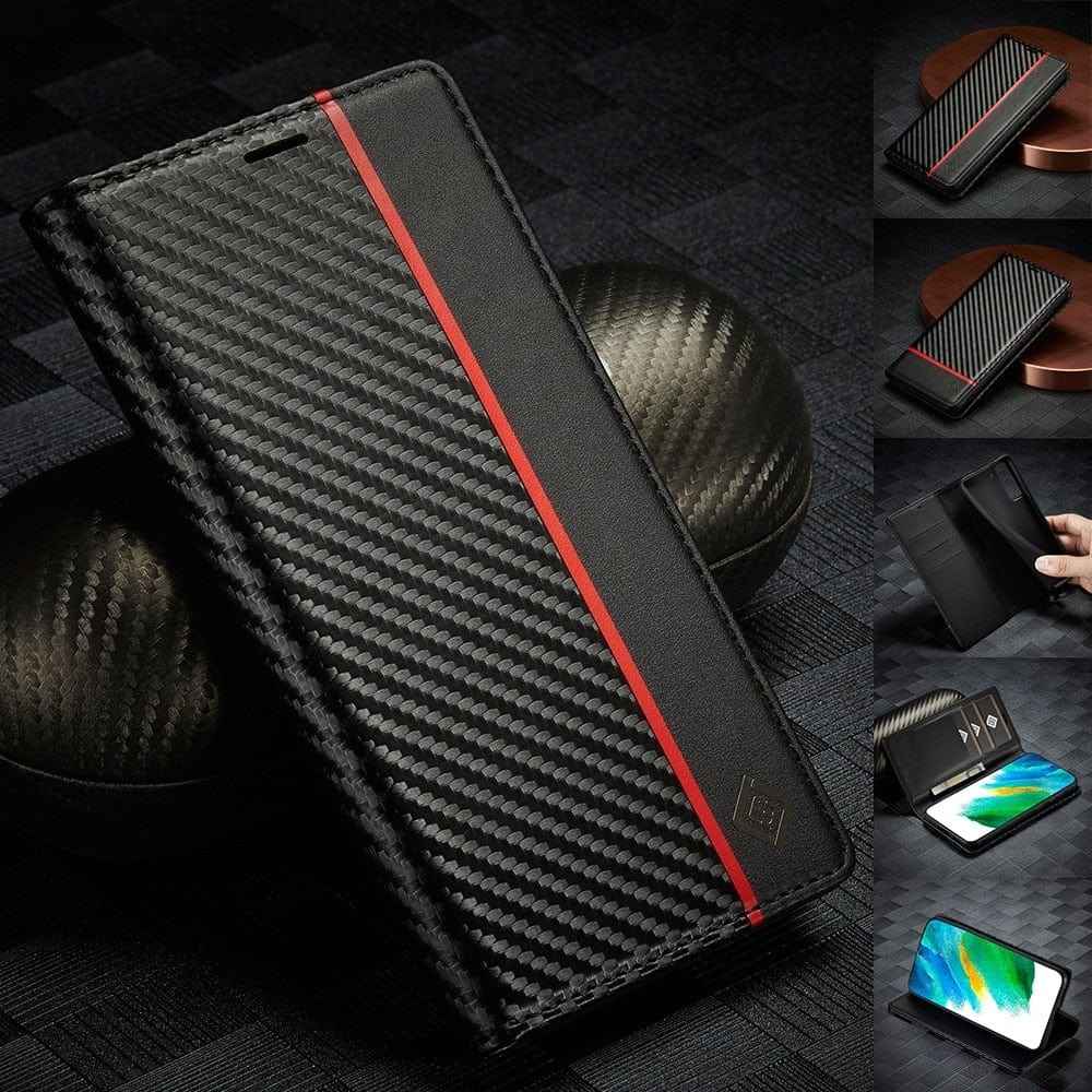 Samsung Carbon Fiber Wallet Phone Case