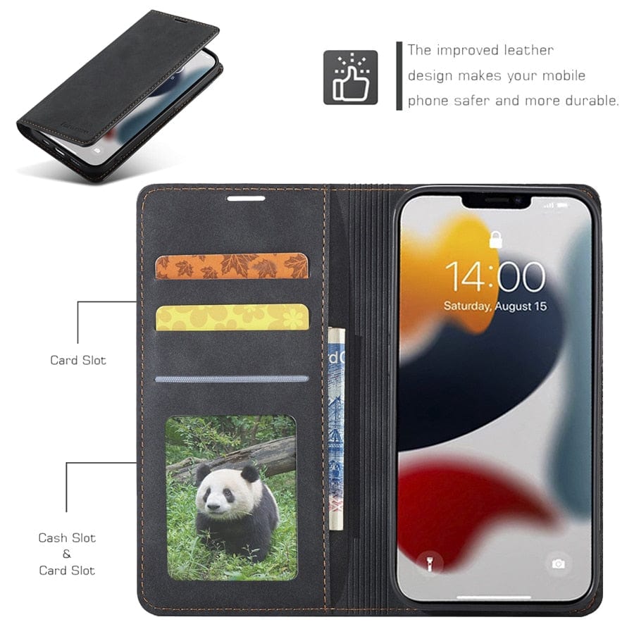 iPhone 15 Leather Wallet Case