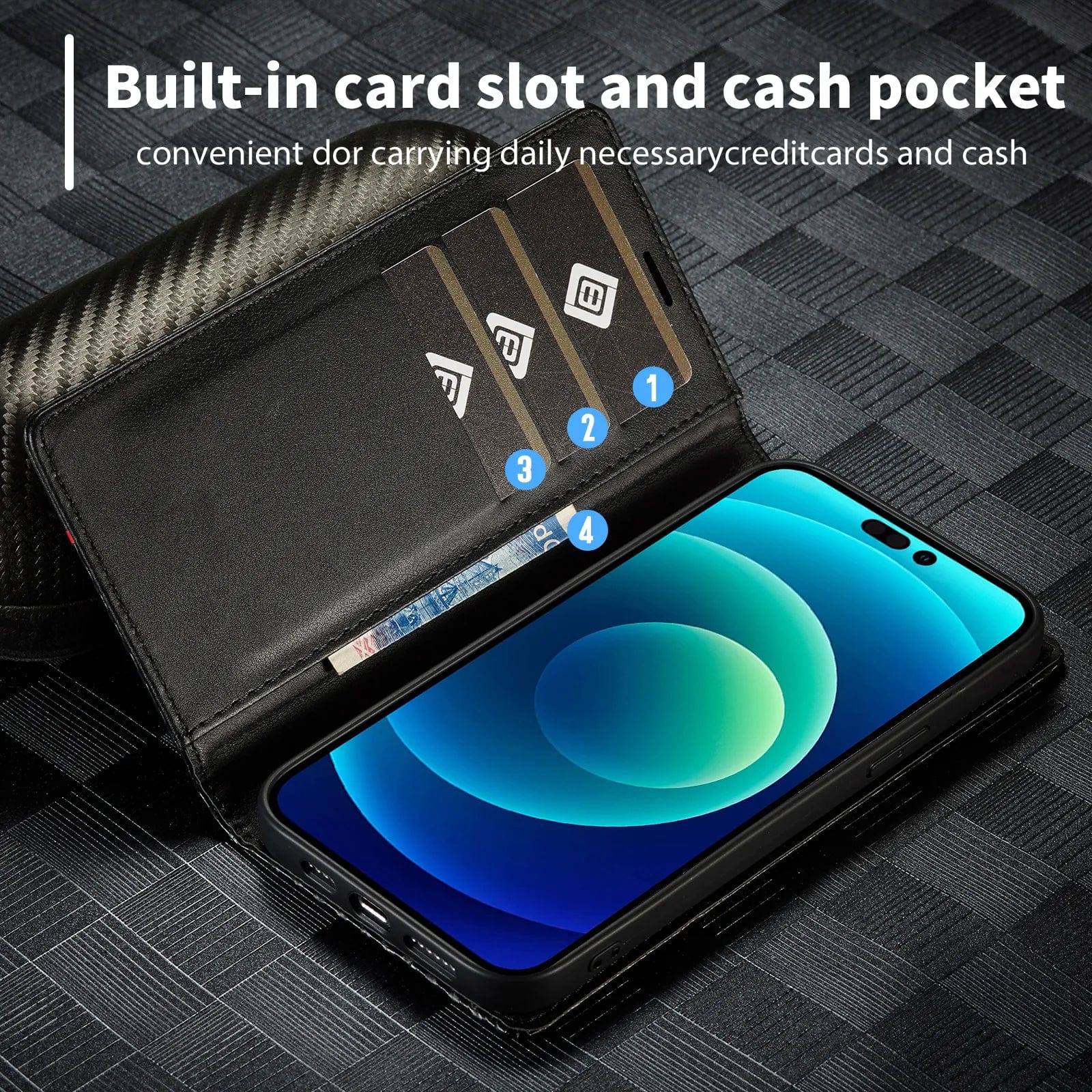iPhone 16 Carbon Fiber Wallet Case