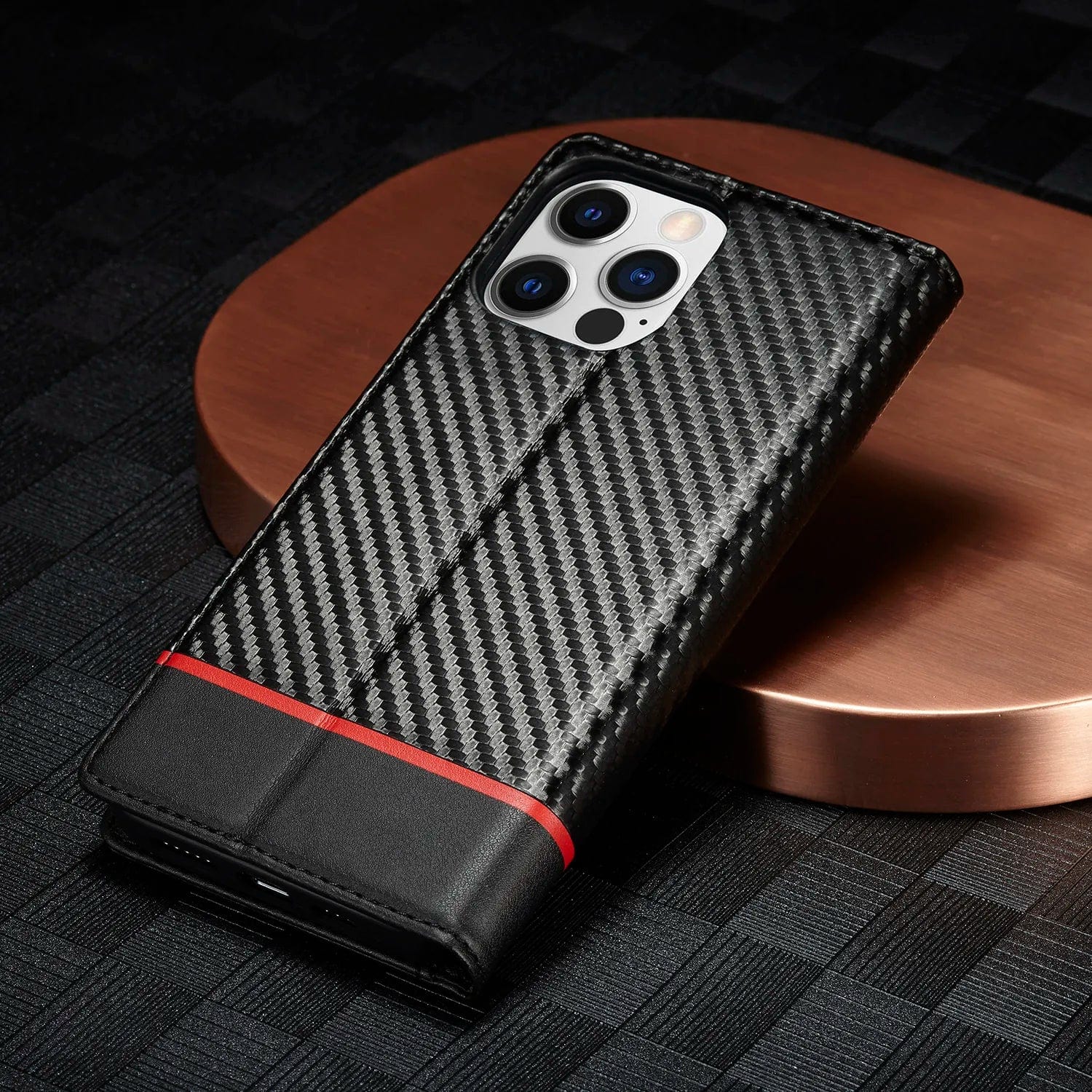 iPhone 15 Carbon Fiber Wallet Case