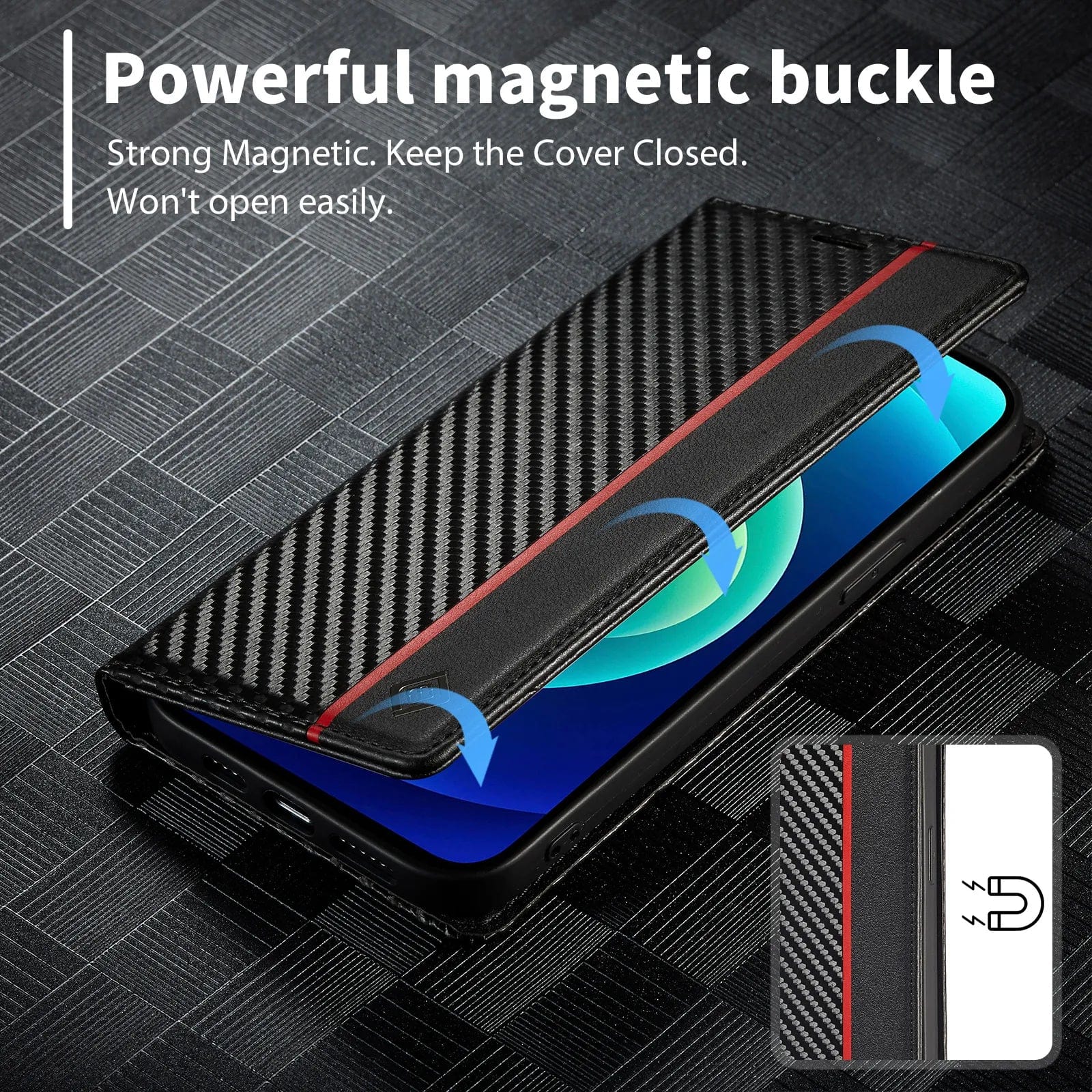 iPhone 15 Carbon Fiber Wallet Case