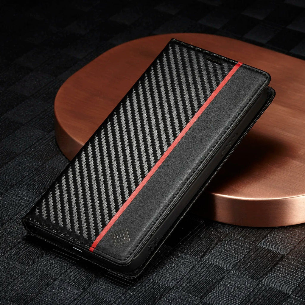 iPhone 15 Carbon Fiber Wallet Case